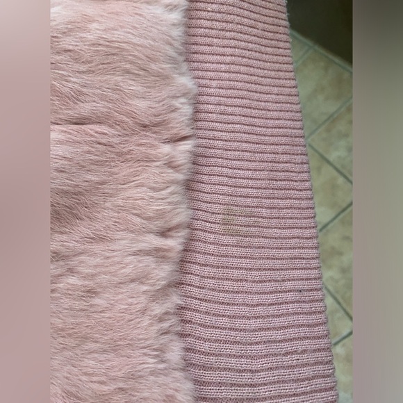 Baby Pink Rabbit Fur Bomber Jacket - Picture 5 of 7